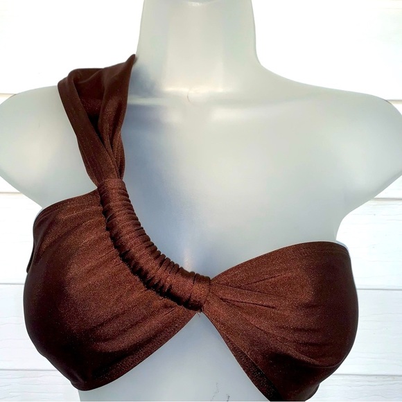 Size Large Zaful Brown One-Shoulder Bikini Top New with Tags - Picture 3 of 5
